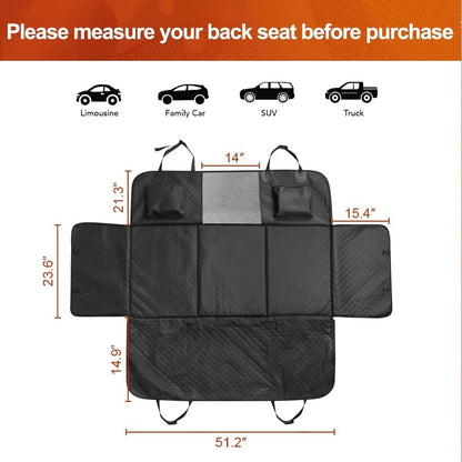 Pet House black waterproof dog car seat cover with mesh window and side flaps. Hammock style.